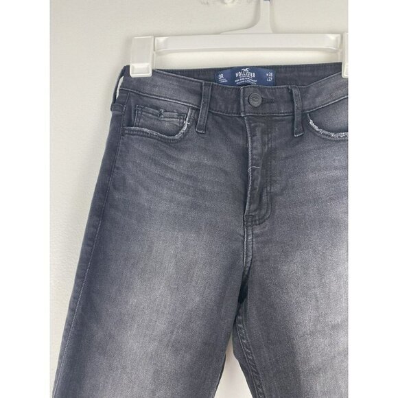 Hollister Womens Jeans Size 26 High Rise Slim Straight Washed Gray/Black - Picture 3 of 10